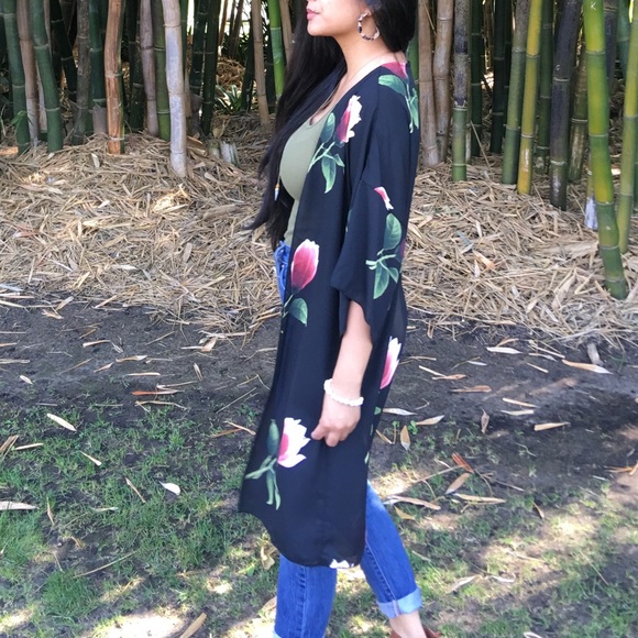 Ready to bloom sheer floral print open kimono - Picture 2 of 6